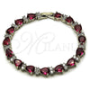 Rhodium Gold Filled Tennis Bracelet, Teardrop Design, with Ruby and White Cubic Zirconia, Polished, Rhodium Finish, 03.460.0001.5.07 (Thickness, 8 Inches Length)