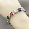 Rhodium Gold Filled Tennis Bracelet, with Multicolor and White Cubic Zirconia, Polished, Rhodium Finish, 03.460.0002.07 (Thickness, 7 Inches Length)