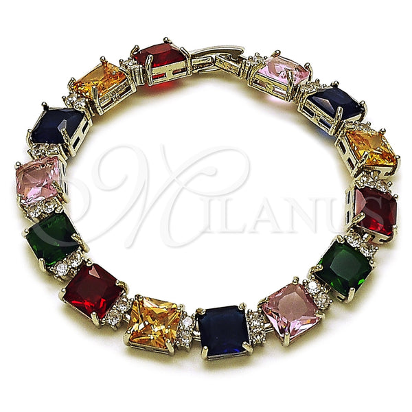 White Gold Filled Bracelet — Tennis Bracelet with Multicolor and White Cubic Zirconia — main product view — SKU 165928 | Oro Laminado Blanco brazalete — Tennis Bracelet with Multicolor and blanco Cubic Zirconia — SKU 165928