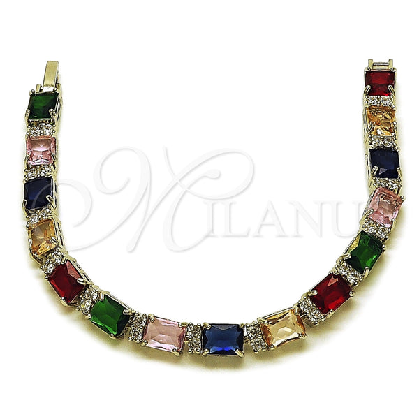 White Gold Filled Bracelet — Tennis Bracelet with Multicolor and White Cubic Zirconia — main product view — SKU 165929 | Oro Laminado Blanco brazalete — Tennis Bracelet with Multicolor and blanco Cubic Zirconia — SKU 165929