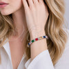 Rhodium Gold Filled Tennis Bracelet, Heart Design, with Multicolor and White Cubic Zirconia, Polished, Rhodium Finish, 03.460.0004.07 (Thickness, 7 Inches Length)