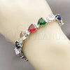 Rhodium Gold Filled Tennis Bracelet, Heart Design, with Multicolor and White Cubic Zirconia, Polished, Rhodium Finish, 03.460.0004.07 (Thickness, 7 Inches Length)