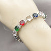Rhodium Gold Filled Tennis Bracelet, with Multicolor and White Cubic Zirconia, Polished, Rhodium Finish, 03.460.0005.07 (Thickness, 7 Inches Length)