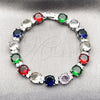 Rhodium Gold Filled Tennis Bracelet, with Multicolor and White Cubic Zirconia, Polished, Rhodium Finish, 03.460.0005.07 (Thickness, 7 Inches Length)