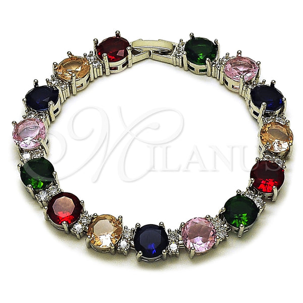 White Gold Filled Bracelet — Tennis Bracelet with Multicolor and White Cubic Zirconia — main product view — SKU 165931 | Oro Laminado Blanco brazalete — Tennis Bracelet with Multicolor and blanco Cubic Zirconia — SKU 165931