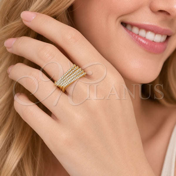 Gold Filled Ring — Multi Stone Ring Horseshoe Design with White Cubic — alternate product view — SKU 165932 | Oro Laminado anillo — Multi Stone Ring Horseshoe diseño with blanco Cubic — SKU 165932