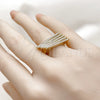 Oro Laminado Multi Stone Ring, Gold Filled Style Horseshoe Design, with White Cubic Zirconia, Polished, Golden Finish, 01.283.0067.07 (Size 7)