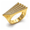 Oro Laminado Multi Stone Ring, Gold Filled Style Horseshoe Design, with White Cubic Zirconia, Polished, Golden Finish, 01.283.0067.07 (Size 7)