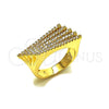 Oro Laminado Multi Stone Ring, Gold Filled Style Horseshoe Design, with White Cubic Zirconia, Polished, Golden Finish, 01.283.0067.08 (Size 8)