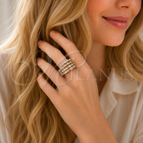 Gold Filled Ring — Multi Stone Ring Baguette Design with White Cubic — alternate product view — SKU 165936 | Oro Laminado anillo — Multi Stone Ring Baguette diseño with blanco Cubic — SKU 165936