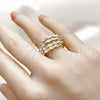 Oro Laminado Multi Stone Ring, Gold Filled Style Baguette Design, with White Cubic Zirconia, Polished, Golden Finish, 01.283.0069 (One size fits all)