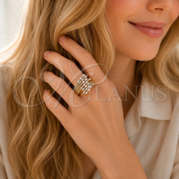 Gold Filled Ring — Multi Stone Ring Baguette Design with White Cubic — alternate product view — SKU 165937 | Oro Laminado anillo — Multi Stone Ring Baguette diseño with blanco Cubic — SKU 165937