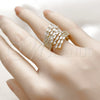 Oro Laminado Multi Stone Ring, Gold Filled Style Baguette Design, with White Cubic Zirconia, Polished, Golden Finish, 01.283.0070 (One size fits all)