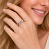 Oro Laminado Multi Stone Ring, Gold Filled Style Baguette Design, with Multicolor Cubic Zirconia, Polished, Golden Finish, 01.283.0071 (One size fits all)