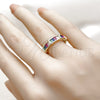 Oro Laminado Multi Stone Ring, Gold Filled Style Baguette Design, with Multicolor Cubic Zirconia, Polished, Golden Finish, 01.283.0071 (One size fits all)