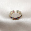 Oro Laminado Multi Stone Ring, Gold Filled Style Baguette Design, with Multicolor Cubic Zirconia, Polished, Golden Finish, 01.283.0071 (One size fits all)