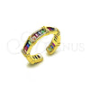 Oro Laminado Multi Stone Ring, Gold Filled Style Baguette Design, with Multicolor Cubic Zirconia, Polished, Golden Finish, 01.283.0071 (One size fits all)