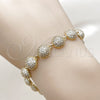 Oro Laminado Tennis Bracelet, Gold Filled Style Ball Design, with White Cubic Zirconia, Polished, Golden Finish, 03.283.0560.07 (10 MM Thickness, 8 Inches Length)