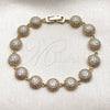 Oro Laminado Tennis Bracelet, Gold Filled Style Ball Design, with White Cubic Zirconia, Polished, Golden Finish, 03.283.0560.07 (10 MM Thickness, 8 Inches Length)