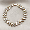 Oro Laminado Tennis Bracelet, Gold Filled Style Heart Design, with White Cubic Zirconia, Polished, Golden Finish, 03.283.0561.07 (Thickness, 8 Inches Length)