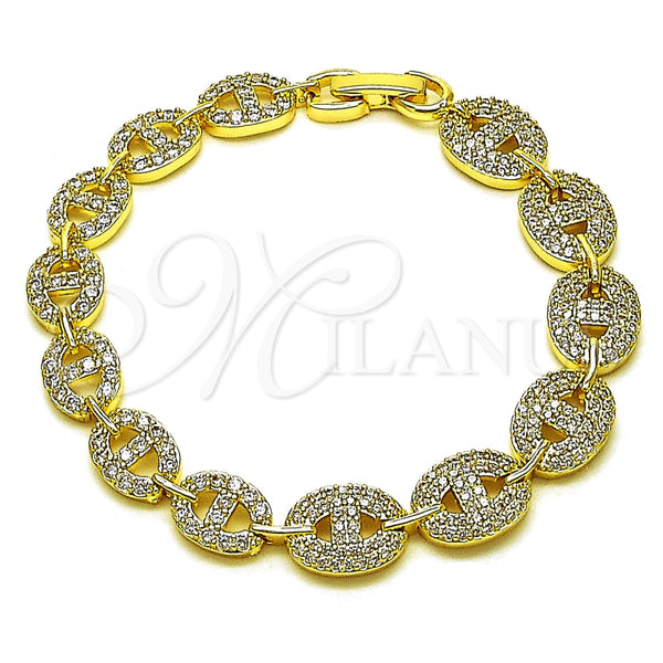Gold Filled Bracelet — Tennis Bracelet Puff Mariner Design with White Cubic — main product view — SKU 165942 | Oro Laminado brazalete — Tennis Bracelet Puff Mariner diseño with blanco Cubic — SKU 165942