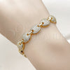 Oro Laminado Tennis Bracelet, Gold Filled Style Puff Mariner Design, with White Cubic Zirconia, Polished, Golden Finish, 03.283.0563.07 (10 MM Thickness, 8 Inches Length)