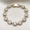 Oro Laminado Tennis Bracelet, Gold Filled Style Puff Mariner Design, with White Cubic Zirconia, Polished, Golden Finish, 03.283.0563.07 (10 MM Thickness, 8 Inches Length)