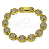 Oro Laminado Tennis Bracelet, Gold Filled Style Puff Mariner Design, with White Cubic Zirconia, Polished, Golden Finish, 03.283.0563.07 (10 MM Thickness, 8 Inches Length)
