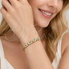 Oro Laminado Fancy Bracelet, Gold Filled Style Heart and Hugs and Kisses Design, with White Cubic Zirconia, Diamond Cutting Finish, Golden Finish, 03.283.0564.07 (05 MM Thickness, 8 Inches Length)
