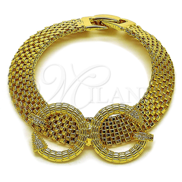 Gold Filled Bracelet — Fancy Bracelet Nail Design with White Cubic Zirconia — main product view — SKU 165947 | Oro Laminado brazalete — elegante Bracelet Nail diseño with blanco Cubic Zirconia — SKU 165947