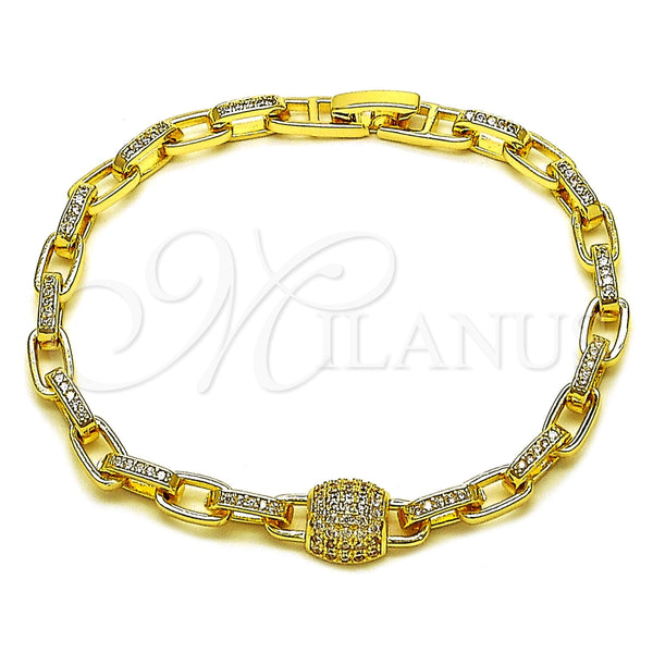 Gold Filled Bracelet — Fancy Bracelet Paperclip Design with White Micro Pave — main product view — SKU 165948 | Oro Laminado brazalete — elegante Bracelet Paperclip diseño with blanco Micro Pave — SKU 165948