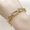 Oro Laminado Fancy Bracelet, Gold Filled Style with White Cubic Zirconia, Polished, Golden Finish, 03.283.0569.07 (Thickness, 7 Inches Length)