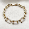 Oro Laminado Fancy Bracelet, Gold Filled Style with White Cubic Zirconia, Polished, Golden Finish, 03.283.0569.07 (Thickness, 7 Inches Length)