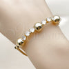 Oro Laminado Fancy Bracelet, Gold Filled Style Miami Cuban and Ball Design, with White Cubic Zirconia, Polished, Golden Finish, 03.283.0573.07 (05 MM Thickness, 8 Inches Length)