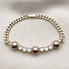 Oro Laminado Fancy Bracelet, Gold Filled Style Miami Cuban and Ball Design, with White Cubic Zirconia, Polished, Golden Finish, 03.283.0573.07 (05 MM Thickness, 8 Inches Length)
