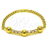 Oro Laminado Fancy Bracelet, Gold Filled Style Miami Cuban and Ball Design, with White Cubic Zirconia, Polished, Golden Finish, 03.283.0573.07 (05 MM Thickness, 8 Inches Length)
