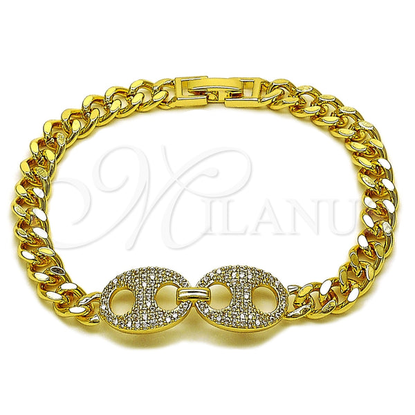 Gold Filled Bracelet — Fancy Bracelet Puff Mariner and Miami Cuban Design — main product view — SKU 165958 | Oro Laminado brazalete — elegante Bracelet Puff Mariner and Miami Cuban diseño — SKU 165958