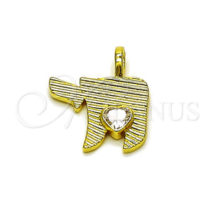 Gold Filled Pendant — Religious Pendant Heart and Judaica Design with White — main product view — SKU 165959 | Oro Laminado dije — Religious Pendant corazón and Judaica diseño with blanco — SKU 165959