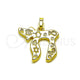 Oro Laminado Religious Pendant, Gold Filled Style Star of David and Evil Eye Design, Polished, Golden Finish, 05.459.0025