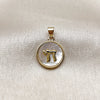 Oro Laminado Religious Pendant, Gold Filled Style with Ivory Mother of Pearl, Polished, Golden Finish, 05.459.0026