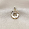 Oro Laminado Religious Pendant, Gold Filled Style Star of David Design, with Ivory Mother of Pearl, Polished, Golden Finish, 05.459.0027