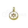 Oro Laminado Religious Pendant, Gold Filled Style Star of David Design, with Ivory Mother of Pearl, Polished, Golden Finish, 05.459.0027
