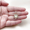 Oro Laminado Religious Pendant, Gold Filled Style Star of David Design, with White Cubic Zirconia and Ivory Mother of Pearl, Polished, Golden Finish, 05.459.0029
