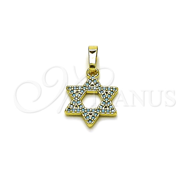Gold Filled Pendant — Religious Pendant Star of David and Judaica Design — main product view — SKU 165965 | Oro Laminado dije — Religious Pendant estrella of David and Judaica diseño — SKU 165965