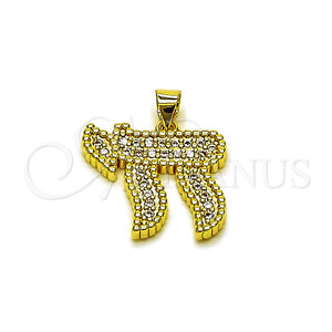 Gold Filled Pendant — Religious Pendant Judaica Design with White Cubic Zirconia — main product view — SKU 165967 | Oro Laminado dije — Religious Pendant Judaica diseño with blanco Cubic Zirconia — SKU 165967