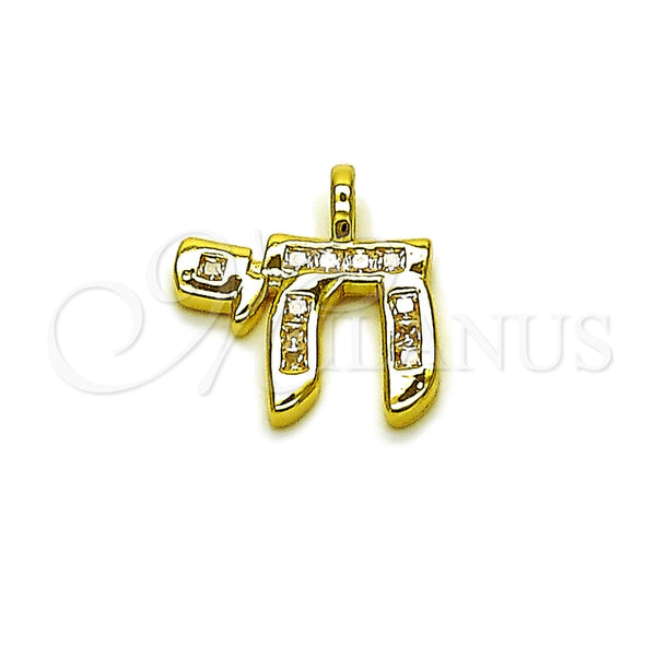 Gold Filled Pendant — Religious Pendant Judaica Design with White Cubic Zirconia — main product view — SKU 165970 | Oro Laminado dije — Religious Pendant Judaica diseño with blanco Cubic Zirconia — SKU 165970