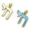 Oro Laminado Religious Pendant, Gold Filled Style Turquoise Enamel Finish, Golden Finish, 05.459.0037.1