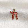Oro Laminado Religious Pendant, Gold Filled Style Red Enamel Finish, Golden Finish, 05.459.0038.1