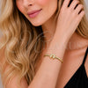 Oro Laminado Individual Bangle, Gold Filled Style Star of David Design, with White Cubic Zirconia, Polished, Golden Finish, 07.459.0001 (Thickness, One size fits all)