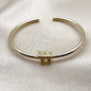 Oro Laminado Individual Bangle, Gold Filled Style Star of David Design, with White Cubic Zirconia, Polished, Golden Finish, 07.459.0001 (Thickness, One size fits all)